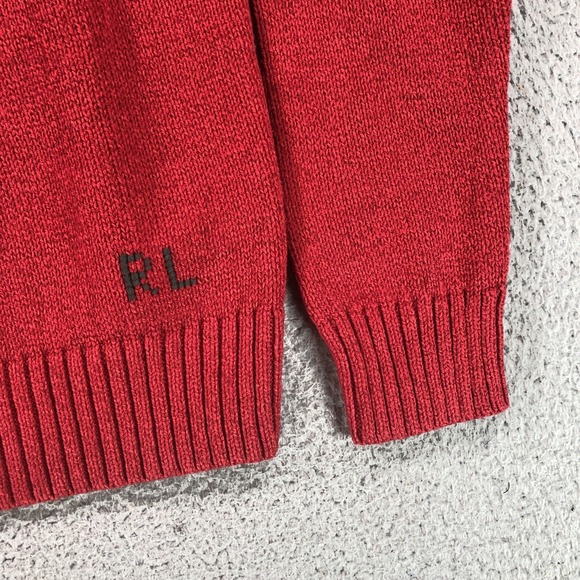 Polo Ralph Lauren Sweater Mens Medium Red Bear Knit Cotton Linen Classic RL - Picture 3 of 15